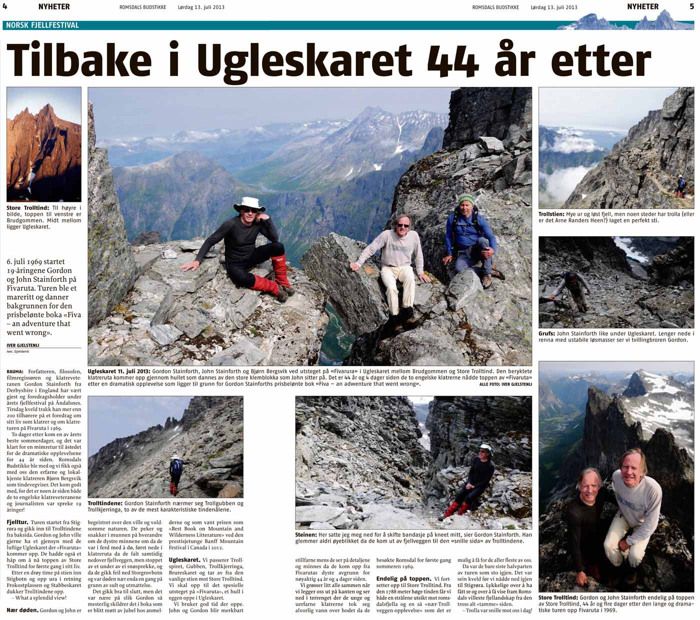 Article Iver Gjelstenli wrote about our climb in the local Romsdal newpaper. Click to enlarge